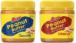 Photograph of two Bega peanut butter jars.